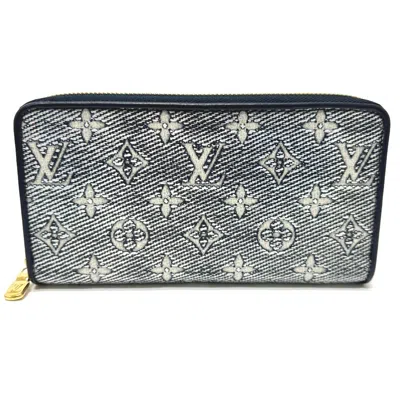 Pre-owned Louis Vuitton Navy Cloth Long Wallet (bi-fold) ()