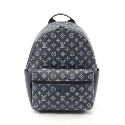 Pre-owned Louis Vuitton Navy Coated Canvas Leather Backpack () In Blue