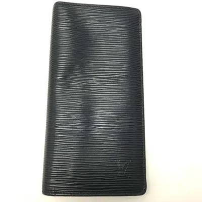 Pre-owned Louis Vuitton Navy Epi Leather Long Wallet (bi-fold) () In Blue