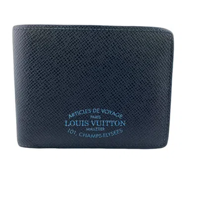Pre-owned Louis Vuitton Navy Leather Bill Wallet (bi-fold) ()