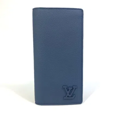 Pre-owned Louis Vuitton Navy Leather Long Wallet (bi-fold) ()