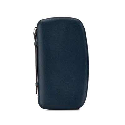 Pre-owned Louis Vuitton Navy Leather Long Wallet (bi-fold) ()