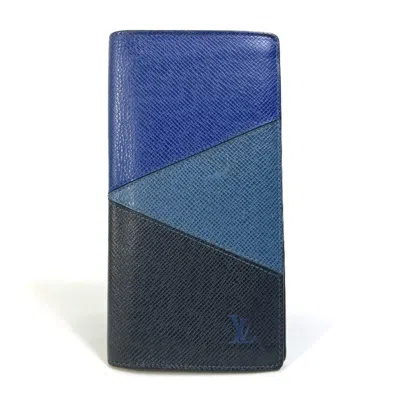 Pre-owned Louis Vuitton Navy Leather Long Wallet (bi-fold) ()