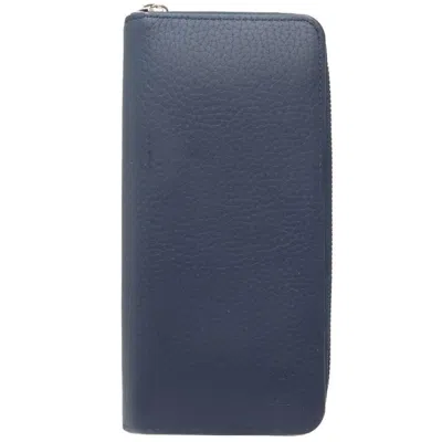 Pre-owned Louis Vuitton Navy Leather Long Wallet (bi-fold) ()