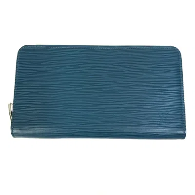 Pre-owned Louis Vuitton Navy Leather Long Wallet (bi-fold) ()