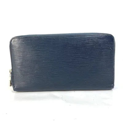 Pre-owned Louis Vuitton Navy Leather Long Wallet (bi-fold) ()