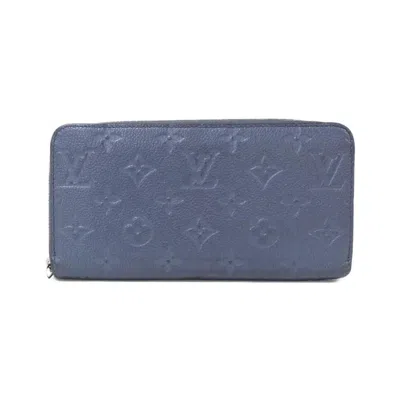 Pre-owned Louis Vuitton Navy Leather Long Wallet (bi-fold) () In Blue