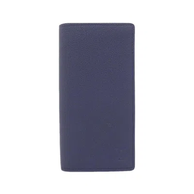 Pre-owned Louis Vuitton Navy Leather Long Wallet (bi-fold) ()