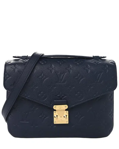 Pre-owned Louis Vuitton Navy Monogram Empreinte Leather Pochette Metis (authentic Pre-  Loved)