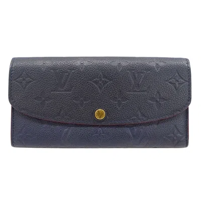 Pre-owned Louis Vuitton Navy Monogram Empreinte Long Wallet (bi-fold) () In Blue