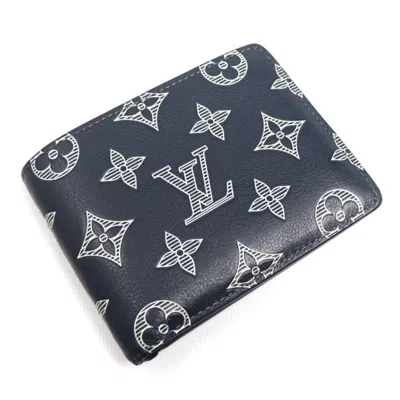 Pre-owned Louis Vuitton Navy Monogram Shadow Wallet (bi-fold) ()