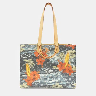 Pre-owned Louis Vuitton Navy Monogram Surfing Sac Plat 24h Tote Bag In Multicolor