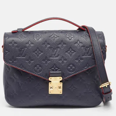 Pre-owned Louis Vuitton Navy /red Monogram Empreinte Leather Pochette Metis Bag In Blue