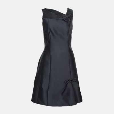 Pre-owned Louis Vuitton Navy Sleeveless Midi Dress With Bow Fr 38 In Blue