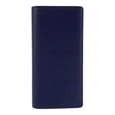 Pre-owned Louis Vuitton Navy White Leather Long Wallet (bi-fold) () In Multi