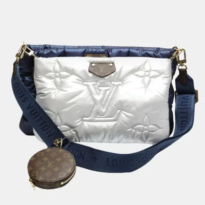 Pre-owned Louis Vuitton Navy/silver Monogram Quilted Econyl Nylon Maxi Multi Pochette Accessoires In Navy Blue