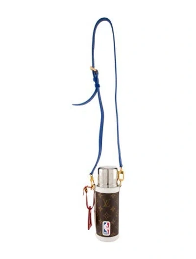 Pre-owned Louis Vuitton Nba Flask & Holder Set In Brown