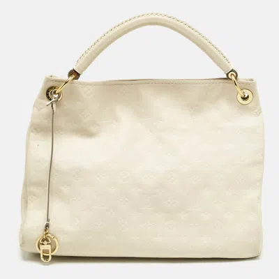 Pre-owned Louis Vuitton Neige Monogram Empreinte Leather Artsy Mm Bag In White