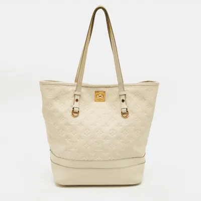 Pre-owned Louis Vuitton Neige Monogram Empreinte Leather Citadine Pm Bag In White