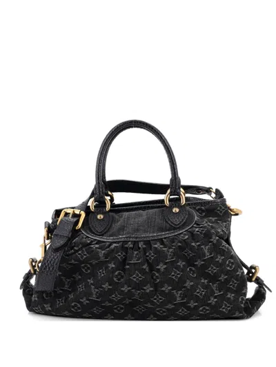 Pre-owned Louis Vuitton Neo Cabby Handbag Denim Mm Tote Bag In Black