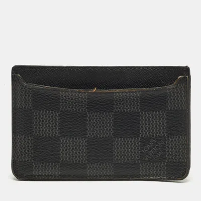 Pre-owned Louis Vuitton Neo Damier Graphite Canvas Card Holder In Black