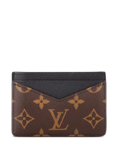 Pre-owned Louis Vuitton Neo Macassar Monogram Canvas Card Holder In Black