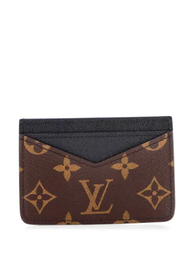 Pre-owned Louis Vuitton Neo Macassar Monogram Canvas Card Holder In Black