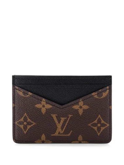 Pre-owned Louis Vuitton Neo Macassar Monogram Canvas Card Holder In Black