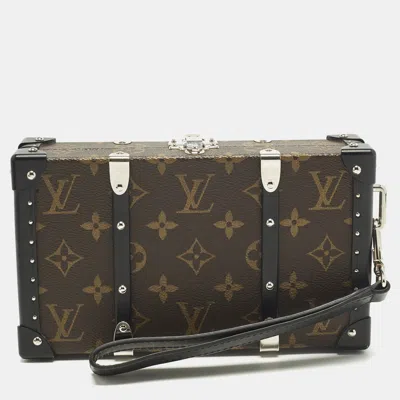 Pre-owned Louis Vuitton Neo Monogram Macassar Canvas Wallet Trunk In Black