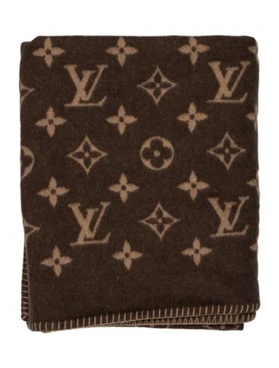 Pre-owned Louis Vuitton Neo Monogram Throw Blanket In Brown