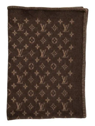 Pre-owned Louis Vuitton Neo Monogram Throw Blanket In Brown