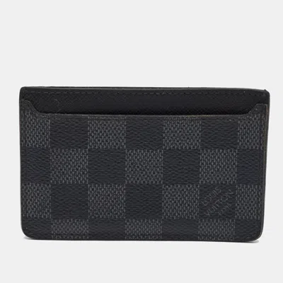 Pre-owned Louis Vuitton Neo Porte Cartes Damier Graphite Canvas Card Holder In Black