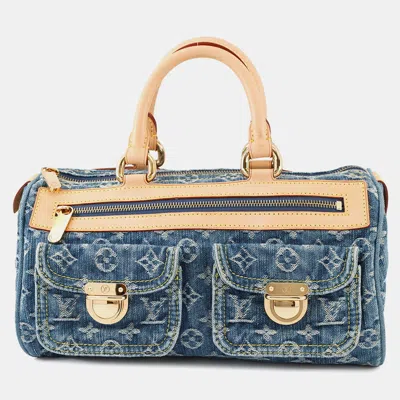 Pre-owned Louis Vuitton Neo Speedy Blue/yellow Monogram Denim