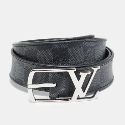 Pre-owned Louis Vuitton Neogram 100 Cm Buckle Belt Damier Graphite Canvas In Black