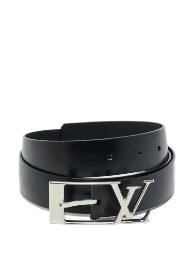 Pre-owned Louis Vuitton Neogram Leather Belt In Black