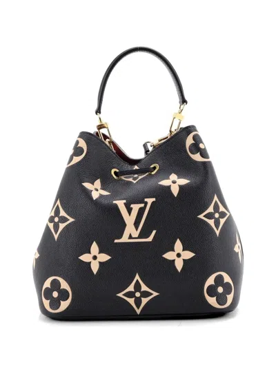 Pre-owned Louis Vuitton Neonoe Handbag Bicolor Monogram Empreinte Giant Mm Bucket Bag In Black