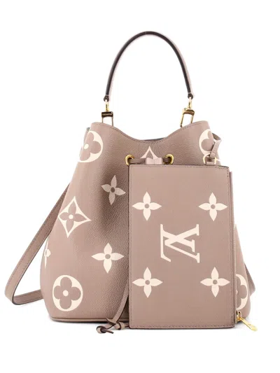 Pre-owned Louis Vuitton Neonoe Handbag Bicolor Monogram Empreinte Giant Mm Bucket Bag In Neutral