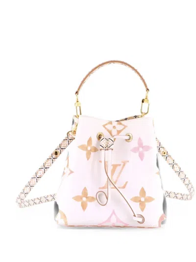 Pre-owned Louis Vuitton Neonoe Handbag By The Pool Monogram Watercolor Giant Bb Bucket Bag In White