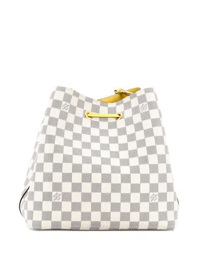 Pre-owned Louis Vuitton Neonoe Handbag Damier With Leather Mm Bucket Bag In Neutral