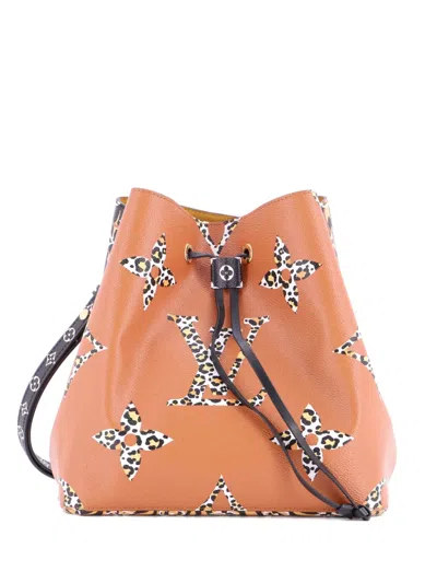 Pre-owned Louis Vuitton Neonoe Handbag Limited Edition Jungle Monogram Giant Bucket Bag In Brown