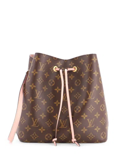 Pre-owned Louis Vuitton Neonoe Handbag Monogram Canvas With Leather Mm Bucket Bag In 粉色