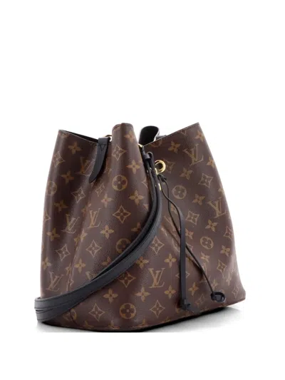 Pre-owned Louis Vuitton Neonoe Handbag Monogram Canvas With Leather Mm Bucket Bag In Brown