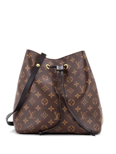 Pre-owned Louis Vuitton Neonoe Handbag Monogram Canvas With Leather Mm Bucket Bag In Brown