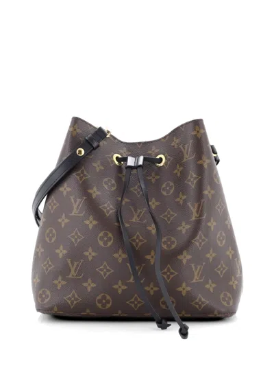 Pre-owned Louis Vuitton Neonoe Handbag Monogram Canvas With Leather Mm Bucket Bag In Brown