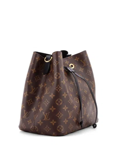Pre-owned Louis Vuitton Neonoe Handbag Monogram Canvas With Leather Mm Bucket Bag In Brown