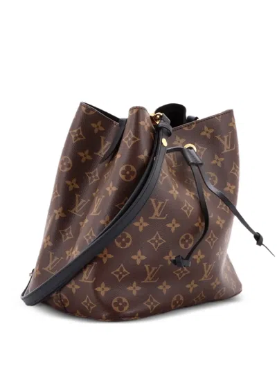 Pre-owned Louis Vuitton Neonoe Handbag Monogram Canvas With Leather Mm Bucket Bag In Brown