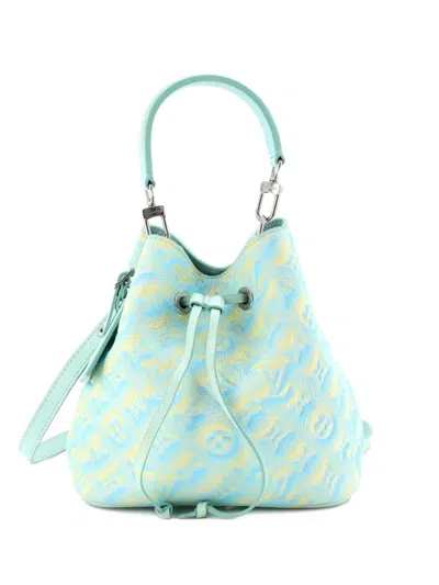 Pre-owned Louis Vuitton Neonoe Handbag Stardust Monogram Empreinte Leather Bb Bucket Bag In Blue