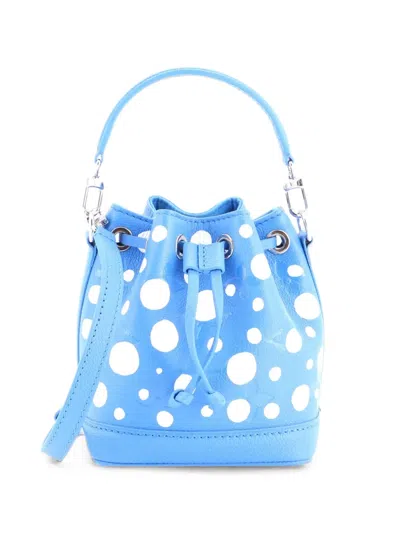 Pre-owned Louis Vuitton Neonoe Handbag Yayoi Kusama Infinity Dots Monogram Empreinte Giant Nano Bucket Bag In Blue