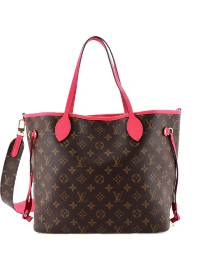 Pre-owned Louis Vuitton Neverfull Bandouliere Inside Out Monogram Canvas And Textile Mm Tote Bag In Brown