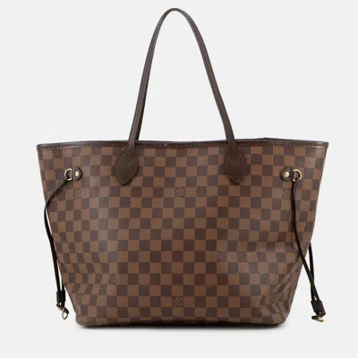 Pre-owned Louis Vuitton Neverfull Cerise Damier Ebene Canvas Size Mm In Brown